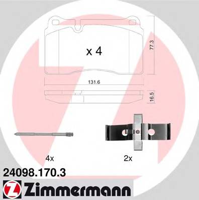 ZIMMERMANN 24098.170.3 Комплект гальмівних колодок,