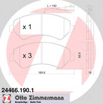 ZIMMERMANN 24466.190.1 Комплект тормозных колодок,