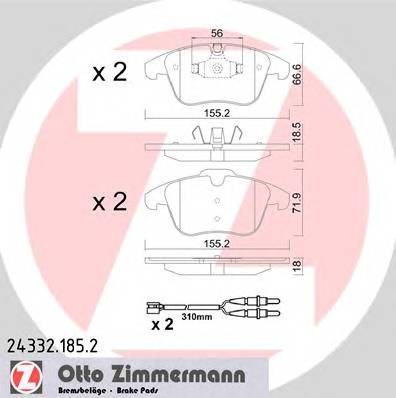 ZIMMERMANN 24332.185.2 Комплект гальмівних колодок,