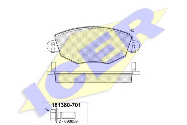 ICER 181380-701 Комплект тормозных колодок,