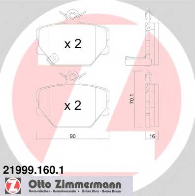 ZIMMERMANN 21999.160.1 Комплект гальмівних колодок,