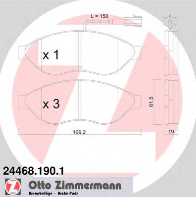 ZIMMERMANN 24468.190.1 Комплект гальмівних колодок,