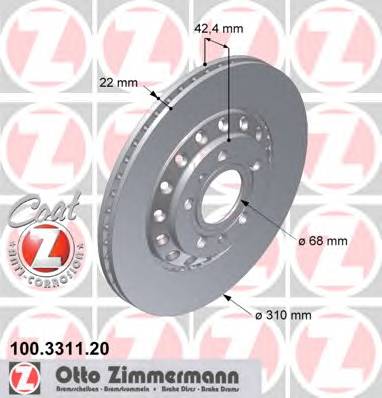 ZIMMERMANN 100.3311.20 Гальмівний диск