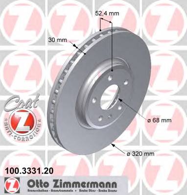 ZIMMERMANN 100.3331.20 Гальмівний диск