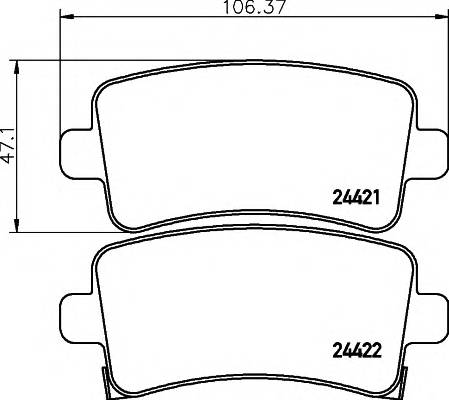 HELLA 8DB 355 012-991 Комплект гальмівних колодок,