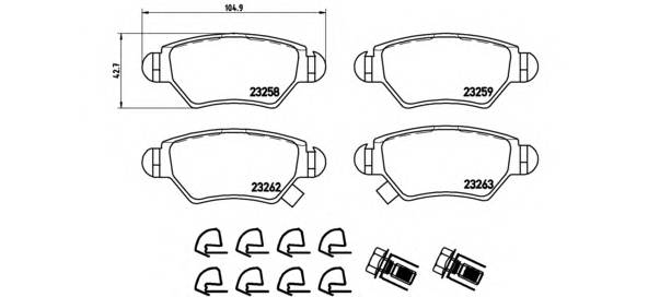 BREMBO P 59 031 Комплект гальмівних колодок,