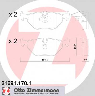 ZIMMERMANN 21691.170.1 Комплект гальмівних колодок,