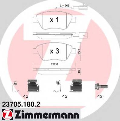 ZIMMERMANN 23705.180.2 Комплект гальмівних колодок,