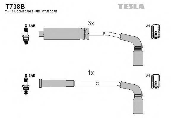 TESLA T738B Комплект проводов зажигания