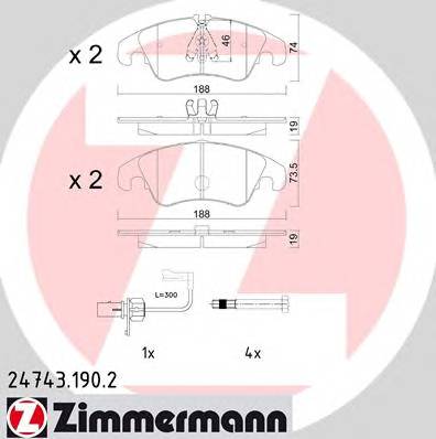 ZIMMERMANN 24743.190.2 Комплект тормозных колодок,