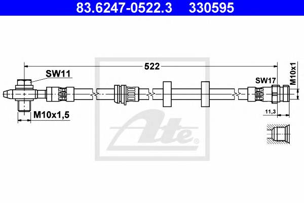 ATE 83.6247-0522.3 Тормозной шланг