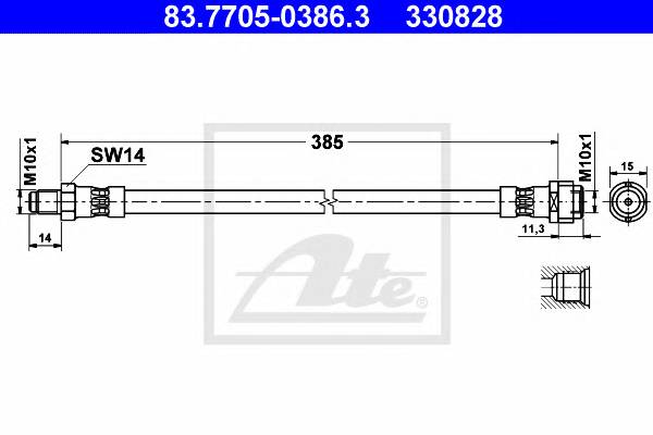 ATE 83.7705-0386.3 Тормозной шланг