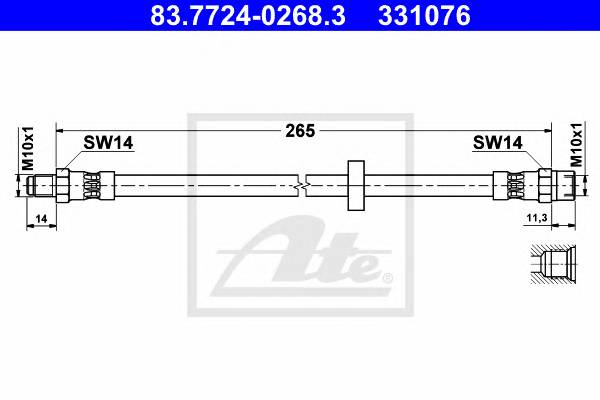 ATE 83.7724-0268.3 Тормозной шланг