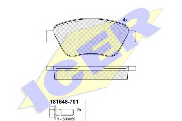 ICER 181648-701 Комплект гальмівних колодок,