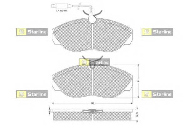 STARLINE BD S820P Гальмiвнi колодки, к-кт.