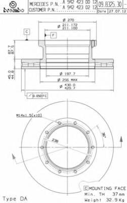 BREMBO 09.B325.30 Тормозной диск