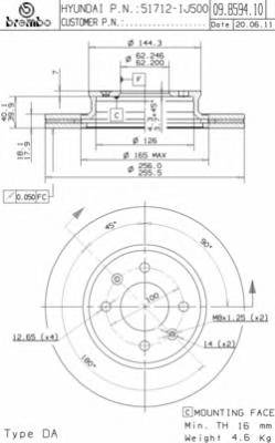 BREMBO 09.B594.10 Тормозной диск