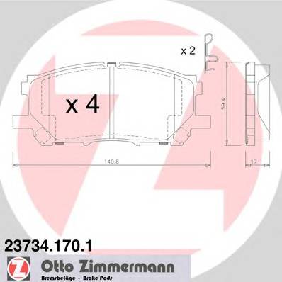 ZIMMERMANN 23734.170.1 Комплект гальмівних колодок,