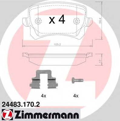 ZIMMERMANN 24483.170.2 Комплект гальмівних колодок,