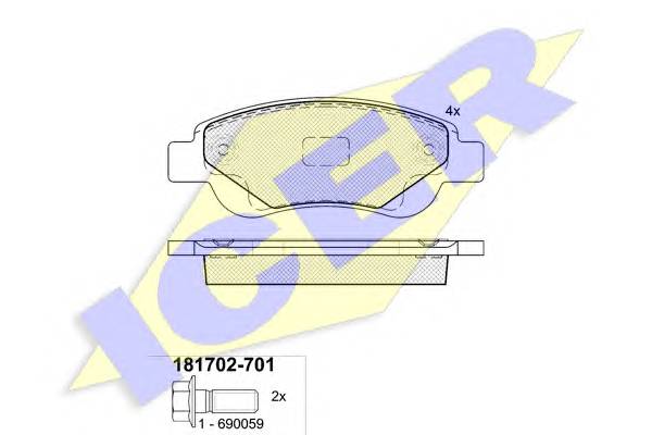 ICER 181702-701 Комплект гальмівних колодок,