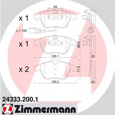 ZIMMERMANN 24333.200.1 Комплект тормозных колодок,