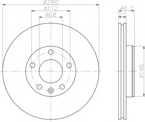 HELLA 8DD 355 105-531 Тормозной диск