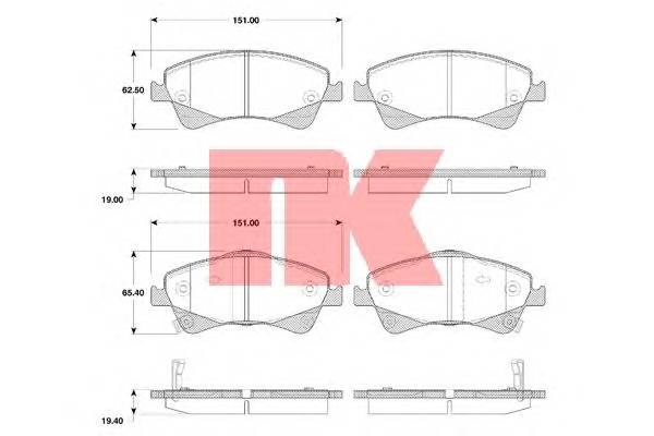 NK 224585 Комплект гальмівних колодок,