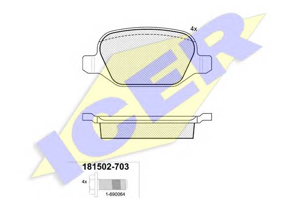 ICER 181502-703 Комплект гальмівних колодок,