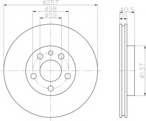 HELLA 8DD 355 105-621 Тормозной диск