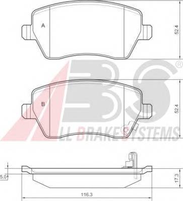 A.B.S. 37478 Комплект тормозных колодок,