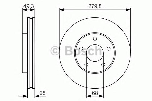 BOSCH 0986479R90 Гальмівний диск передній