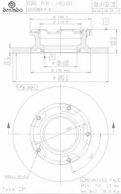 BREMBO 08.A730.20 Тормозной диск