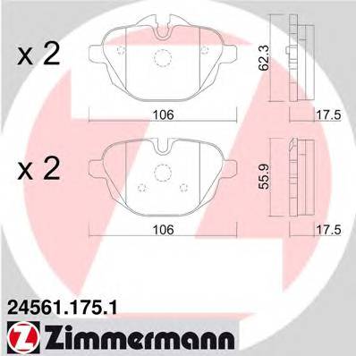 ZIMMERMANN 24561.175.1 Комплект гальмівних колодок,