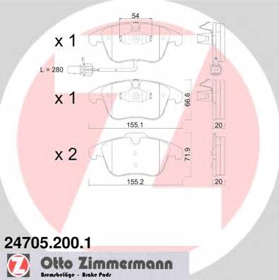 ZIMMERMANN 24705.200.1 Комплект гальмівних колодок,