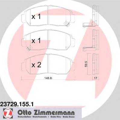 ZIMMERMANN 23729.155.1 Комплект гальмівних колодок,