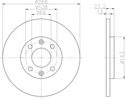 HELLA 8DD 355 105-751 Гальмівний диск