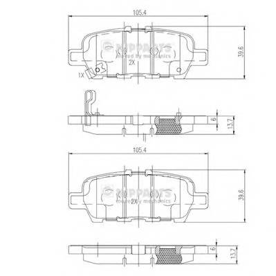 NIPPARTS N3611051 Комплект гальмівних колодок,