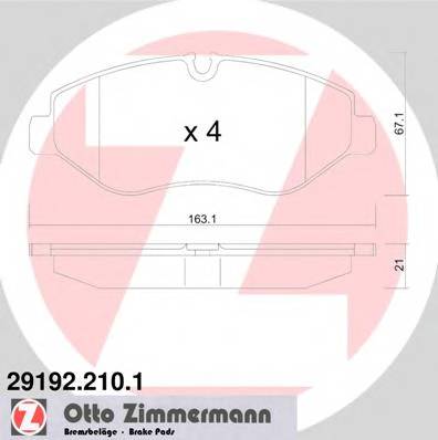 ZIMMERMANN 29192.210.1 Комплект гальмівних колодок,