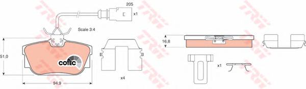 TRW GDB1369 Комплект гальмівних колодок,