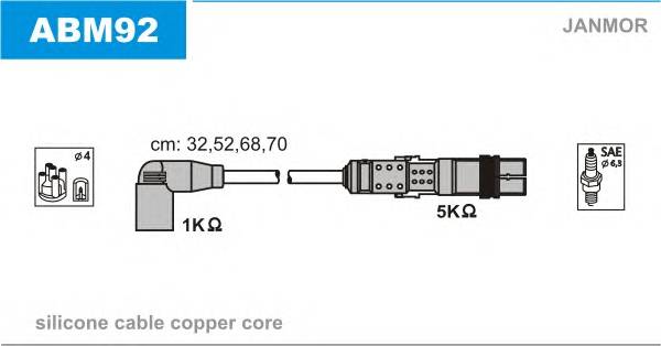 JANMOR ABM92 Комплект проводов зажигания