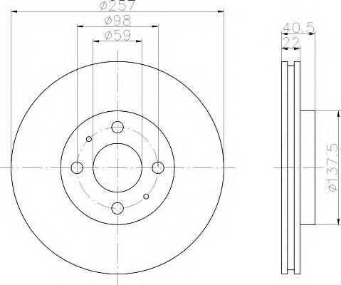 HELLA 8DD 355 103-971 Гальмівний диск