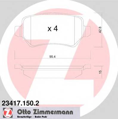 ZIMMERMANN 23417.150.2 Комплект гальмівних колодок,