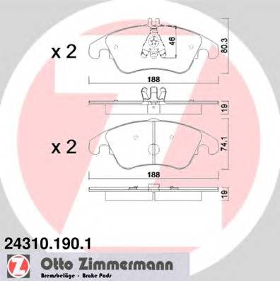 ZIMMERMANN 24310.190.1 Комплект тормозных колодок,