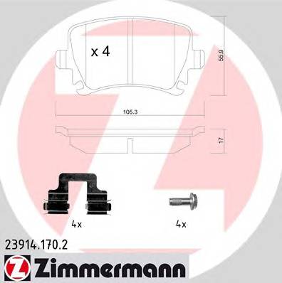 ZIMMERMANN 23914.170.2 Комплект гальмівних колодок,