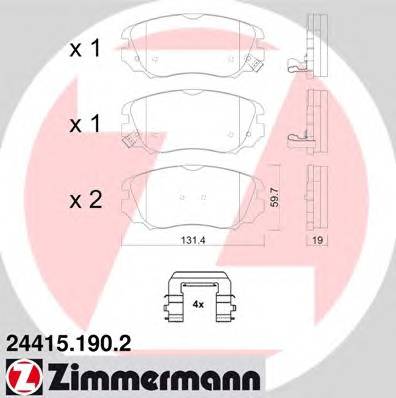 ZIMMERMANN 24415.190.2 Комплект гальмівних колодок,