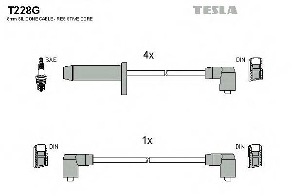 TESLA T228G Комплект дротів запалювання