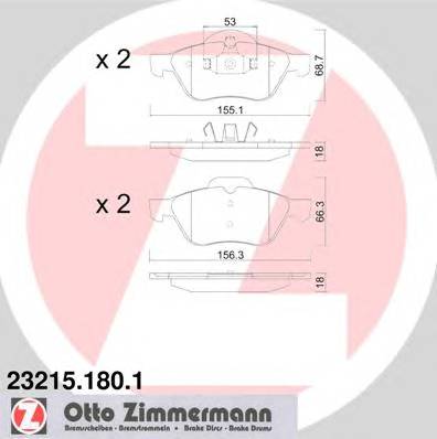 ZIMMERMANN 23215.180.1 Комплект гальмівних колодок,