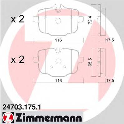 ZIMMERMANN 24703.175.1 Комплект гальмівних колодок,