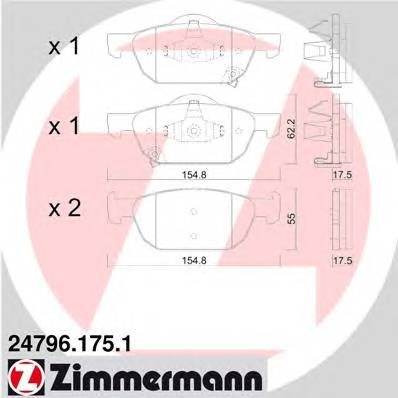 ZIMMERMANN 24796.175.1 Комплект гальмівних колодок,