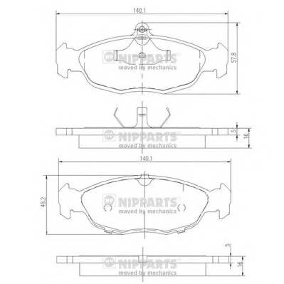 NIPPARTS J3600901 Комплект гальмівних колодок,